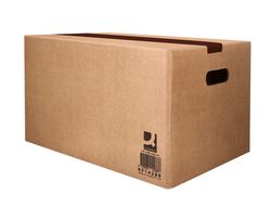 Caja para embalar q-connect americana ultra resistente con asas carton canal doble 7 mm color kraft 430x300x250 mm