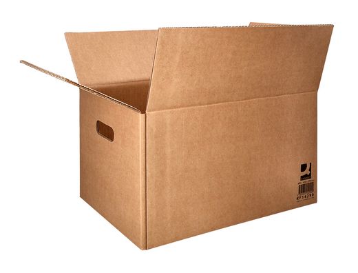 Caja para embalar q-connect americana ultra resistente con asas carton canal doble 7 mm color kraft 600x400x290 mm