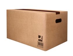 Caja para embalar q-connect americana ultra resistente con asas carton canal doble 7 mm color kraft 600x400x290 mm