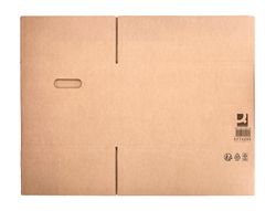 Caja para embalar q-connect americana ultra resistente con asas carton canal doble 7 mm color kraft 600x400x290 mm