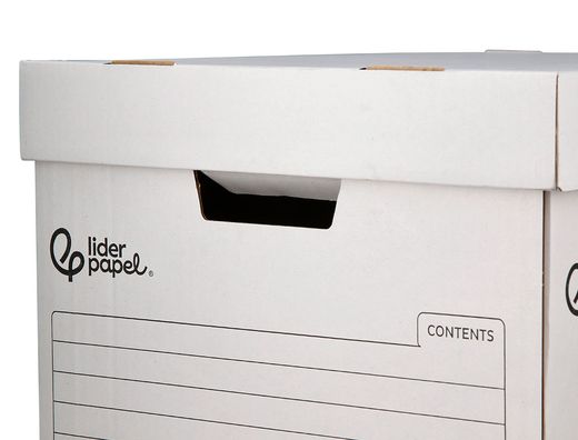 Cajon contenedor liderpapel carton automatico para 3 cajasarchivo definitivo folio / 4 archivadores a-z 387x333x260mm