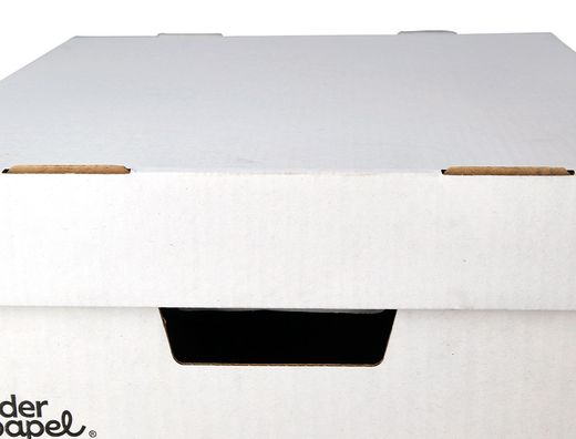 Cajon contenedor liderpapel carton automatico para 3 cajasarchivo definitivo folio / 4 archivadores a-z 387x333x260mm