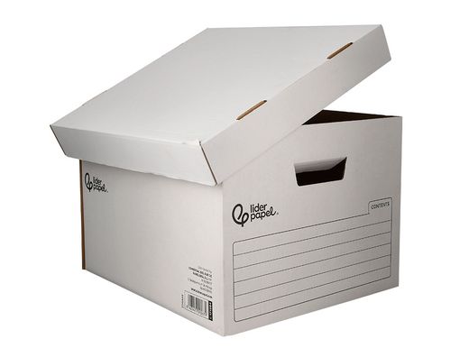 Cajon contenedor liderpapel carton automatico para 3 cajasarchivo definitivo folio / 4 archivadores a-z 387x333x260mm