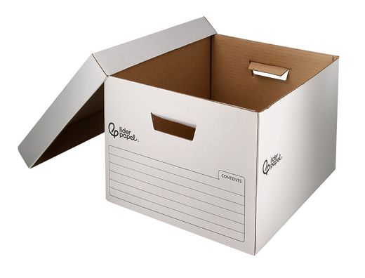 Cajon contenedor liderpapel carton automatico para 3 cajasarchivo definitivo folio / 4 archivadores a-z 387x333x260mm