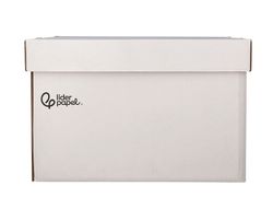 Cajon contenedor liderpapel carton automatico para 3 cajasarchivo definitivo folio / 4 archivadores a-z 387x333x260mm