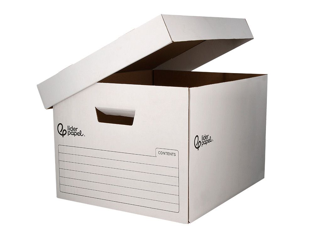 Cajon contenedor liderpapel carton automatico para 4 cajasarchivo definitivo folio / 5 archivadores a-z 430x383x265mm