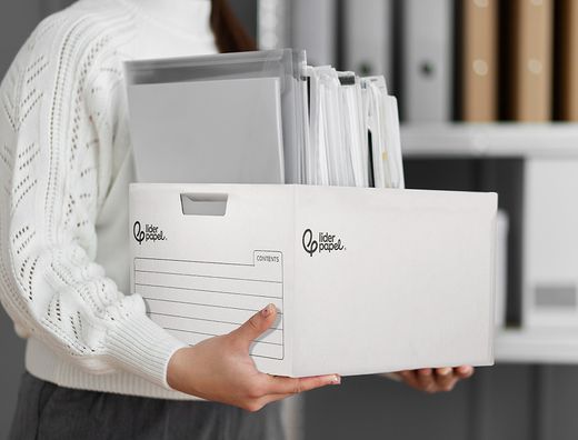 Cajon contenedor liderpapel carton automatico para 4 cajasarchivo definitivo folio / 5 archivadores a-z 430x383x265mm