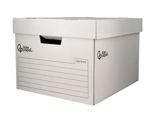 Cajon contenedor liderpapel carton automatico para 4 cajasarchivo definitivo folio / 5 archivadores a-z 430x383x265mm