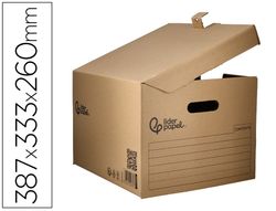 Cajon contenedor liderpapel carton manual para 3 cajas archivo definitivo folio / 3 archivadores a-z 387x333x260mm
