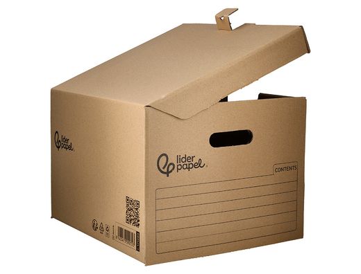 Cajon contenedor liderpapel carton manual para 5 cajas archivo definitivo folio / 6 archivadores a-z 540x410x300mm