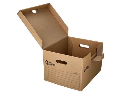 Cajon contenedor liderpapel carton manual para 5 cajas archivo definitivo folio / 6 archivadores a-z 540x410x300mm