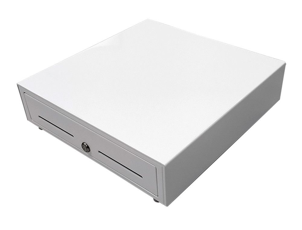 Cajon portamonedas 8 monederos 4 billeteros con llave manual blanco 410x415x110 mm