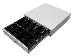 Cajon portamonedas 8 monederos 4 billeteros con llave manual blanco 410x415x110 mm