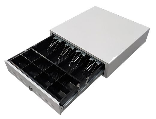 Cajon portamonedas 8 monederos 4 billeteros con llave manual blanco 410x415x110 mm