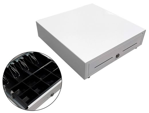 Cajon portamonedas 8 monederos 4 billeteros con llave manual blanco 410x415x110 mm