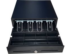 Cajon portamonedas 8 monederos 5 billeteros apertura electrica negro 410x415x110 mm