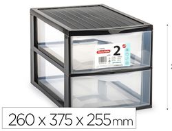 Cajonera plastiforte ebro 2 cajones color negro 260x375x255 mm