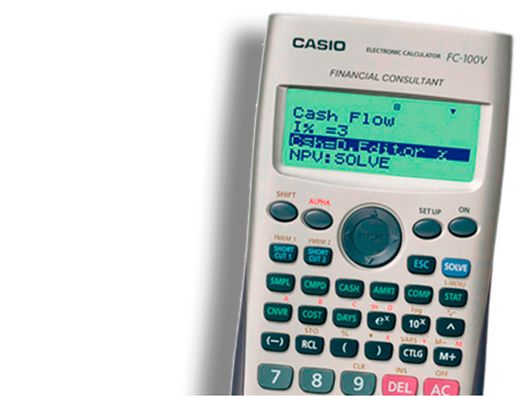 Calculadora casio fc-100v financiera 4 lineas 10+2 digitos almacenamiento flash calculo de ganancias con tapa