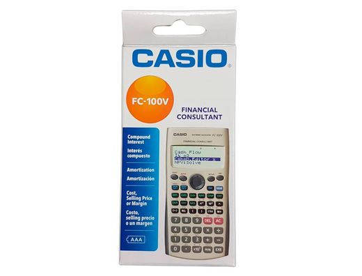 Calculadora casio fc-100v financiera 4 lineas 10+2 digitos almacenamiento flash calculo de ganancias con tapa