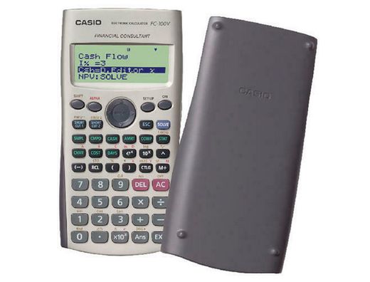 Calculadora casio fc-100v financiera 4 lineas 10+2 digitos almacenamiento flash calculo de ganancias con tapa