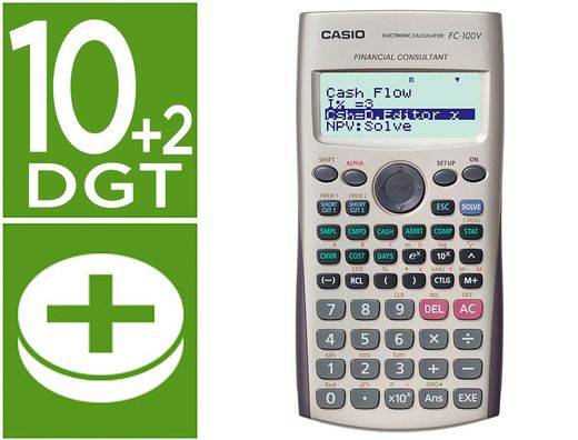 Calculadora casio fc-100v financiera 4 lineas 10+2 digitos almacenamiento flash calculo de ganancias con tapa