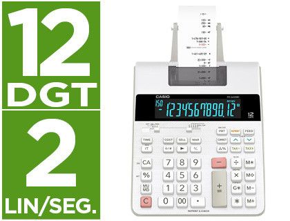 Calculadora casio impresora pantalla lc papel 58 mm impresion bicolor fr-2650rc 12 digitos dc color blanco