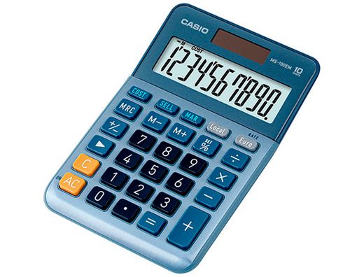 Calculadora casio ms-100em sobremesa 10 digitos tx +/- tecla doble cero color azul