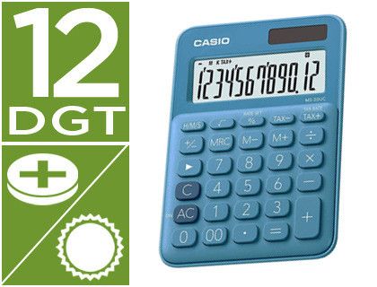 Calculadora casio ms-20uc-bu sobremesa 12 digitos tax +/- color azul