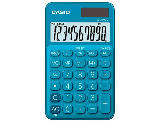 Calculadora casio sl-310uc-bu bolsillo 10 digitos tax +/- tecla doble cero color azul
