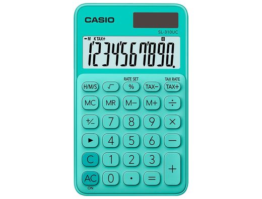 Calculadora casio sl-310uc-gn bolsillo 10 digitos tax +/- tecla doble cero color verde