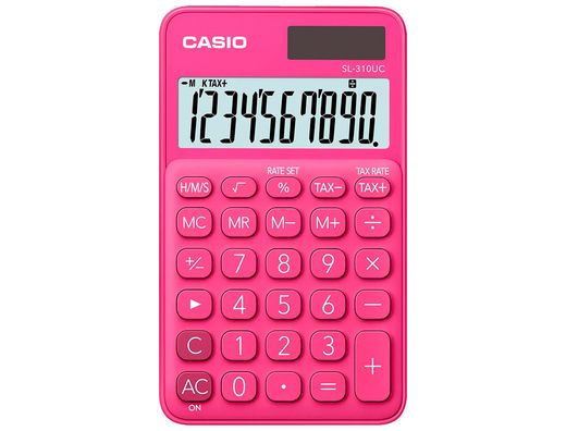 Calculadora casio sl-310uc-rd bolsillo 10 digitos tax +/- tecla doble cero color fucsia