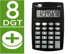 Calculadora liderpapel bolsillo xf01 8 digitos pilas color negro 99x64x9 mm