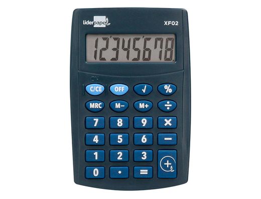 Calculadora liderpapel bolsillo xf02 8 digitos pilas color azul 99x64x9 mm
