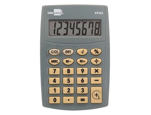 Calculadora liderpapel bolsillo xf03 8 digitos pilas color gris 99x64x9 mm