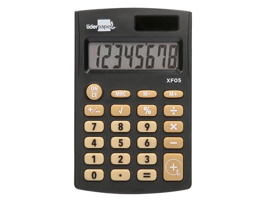 Calculadora liderpapel bolsillo xf05 8 digitos solar y pilas color negro 98x62x8 mm