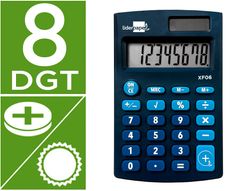 Calculadora liderpapel bolsillo xf06 8 digitos solar y pilas color azul 98x62x8 mm