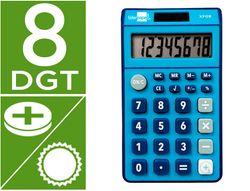 Calculadora liderpapel bolsillo xf09 8 digitos solar y pilas color azul 115x65x8 mm