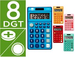 Calculadora liderpapel bolsillo xf14 8 digitos solar y pilas 115x65x8 mm expositor de 16 unidades colores