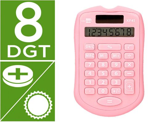 Calculadora liderpapel bolsillo xf41 8 digitos solar y pilas color rosa 94x59,5x10,5mm