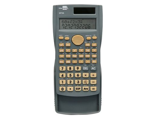 Calculadora liderpapel cientifica xf34 12 digitos 240 funciones con tapa solar y pilas color gris 156x85x20