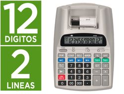 Calculadora liderpapel impresora pantalla papel 57 mm 12 digitos impresion bicolor blanca 225x158x56 mm