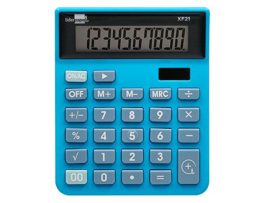 Calculadora liderpapel sobremesa xf21 10 digitos solar y pilas color azul 127x105x24 mm