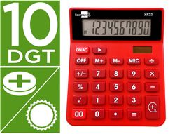 Calculadora liderpapel sobremesa xf22 10 digitos solar y pilas color rojo 127x105x24 mm