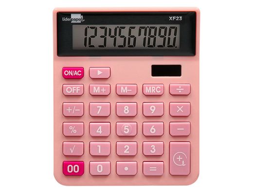 Calculadora liderpapel sobremesa xf23 10 digitos solar y pilas color rosa 127x105x24 mm