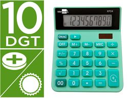 Calculadora liderpapel sobremesa xf24 10 digitos solar y pilas color verde 127x105x24 mm