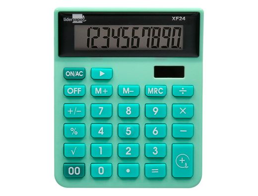Calculadora liderpapel sobremesa xf24 10 digitos solar y pilas color verde 127x105x24 mm