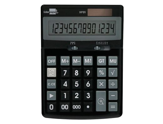 Calculadora liderpapel sobremesa xf31 14 digitos solar y pilas color negro 170x122x35 mm