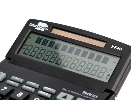 Calculadora liderpapel sobremesa xf40 12 digitos dos lineas solar y pilas negro 175x120x30 mm 40% reciclada