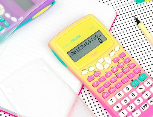 Calculadora milan cientifica m240 sunset tapa translucida 2 lineas 240 funciones 10+2 digitos color rosa /amarillo