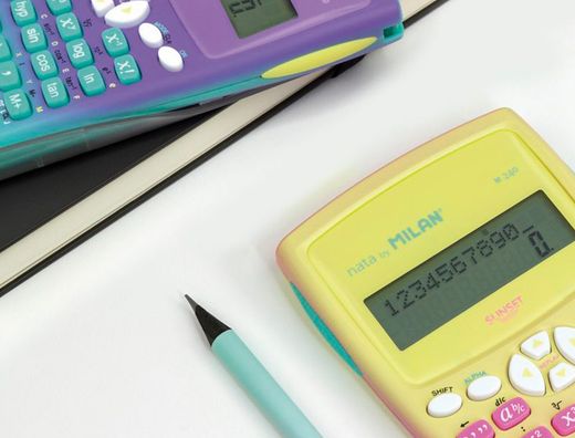 Calculadora milan cientifica m240 sunset tapa translucida 2 lineas 240 funciones 10+2 digitos color rosa /amarillo